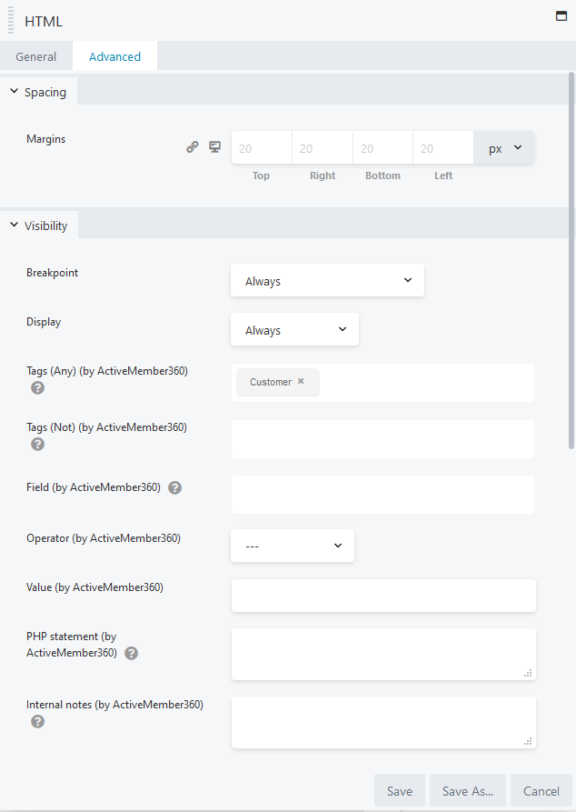 Beaver Builder Module/Column/Row Display Settings Example 1