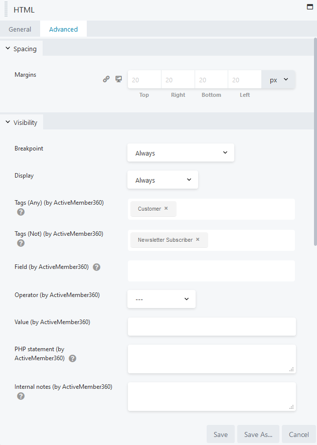 Beaver Builder Module/Column/Row Display Settings Example 2