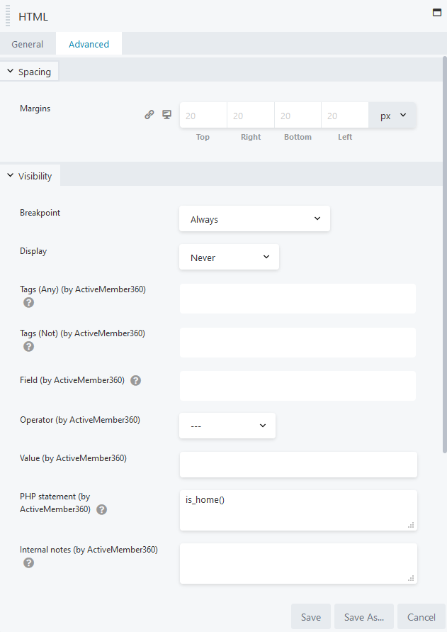 Beaver Builder Module/Column/Row Display Settings Example 4