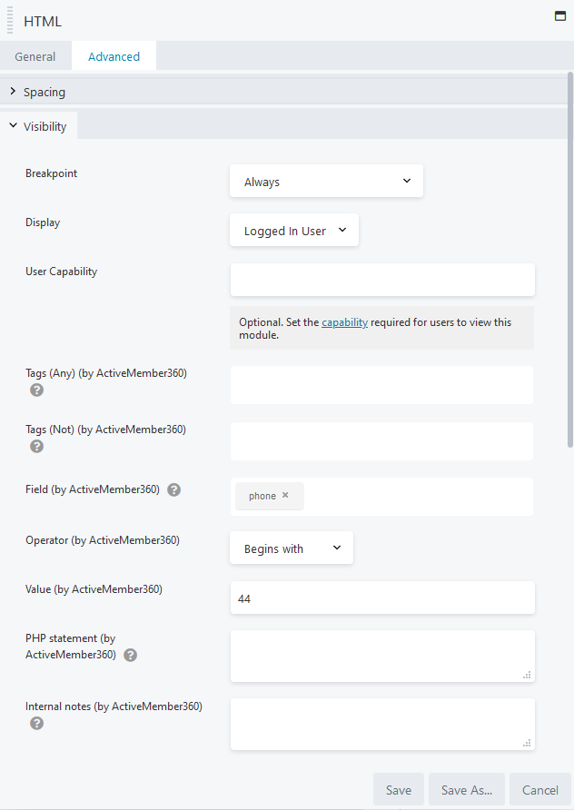 Beaver Builder Module/Column/Row Display Settings Example 5