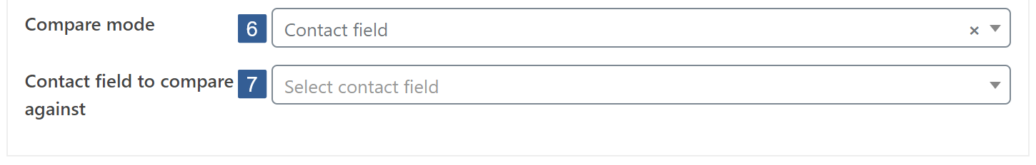 Steps for specifying contact field comparison condition based upon a field compare