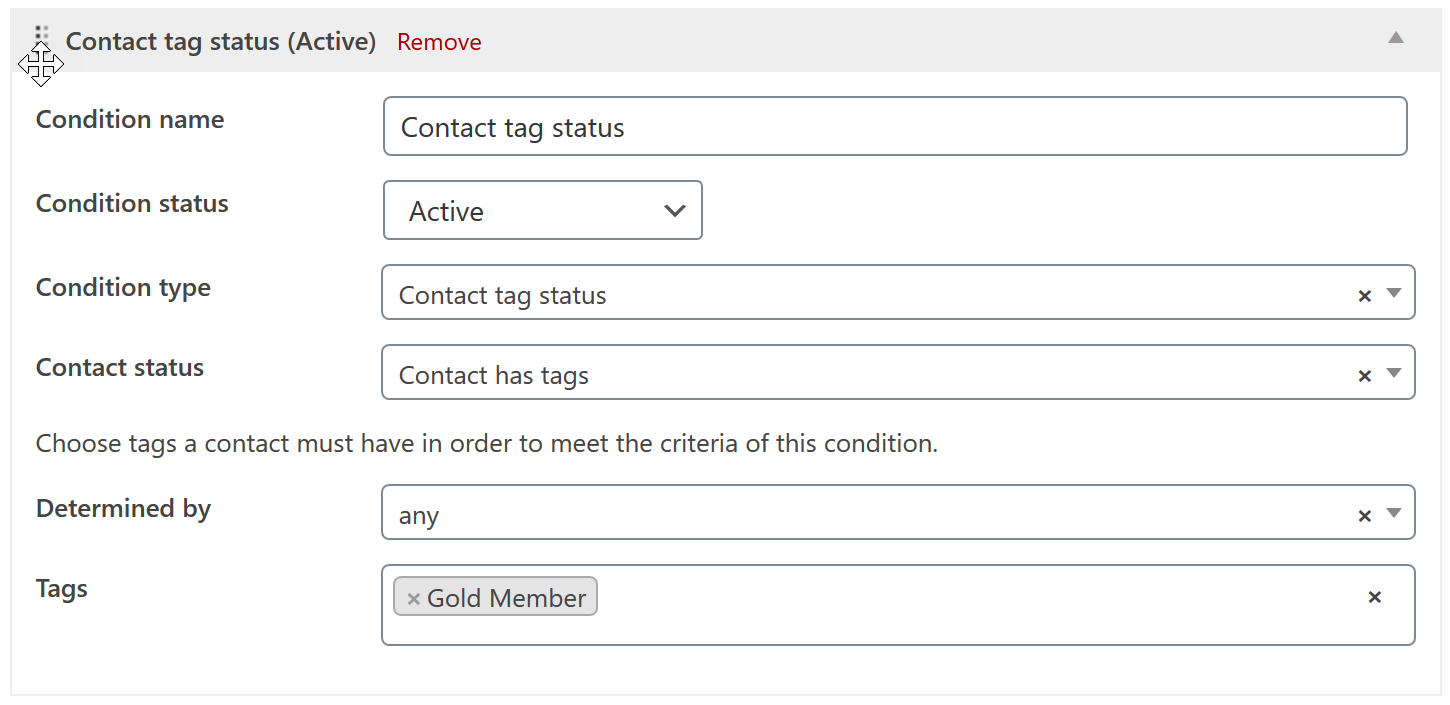 Steps for reordering conditions