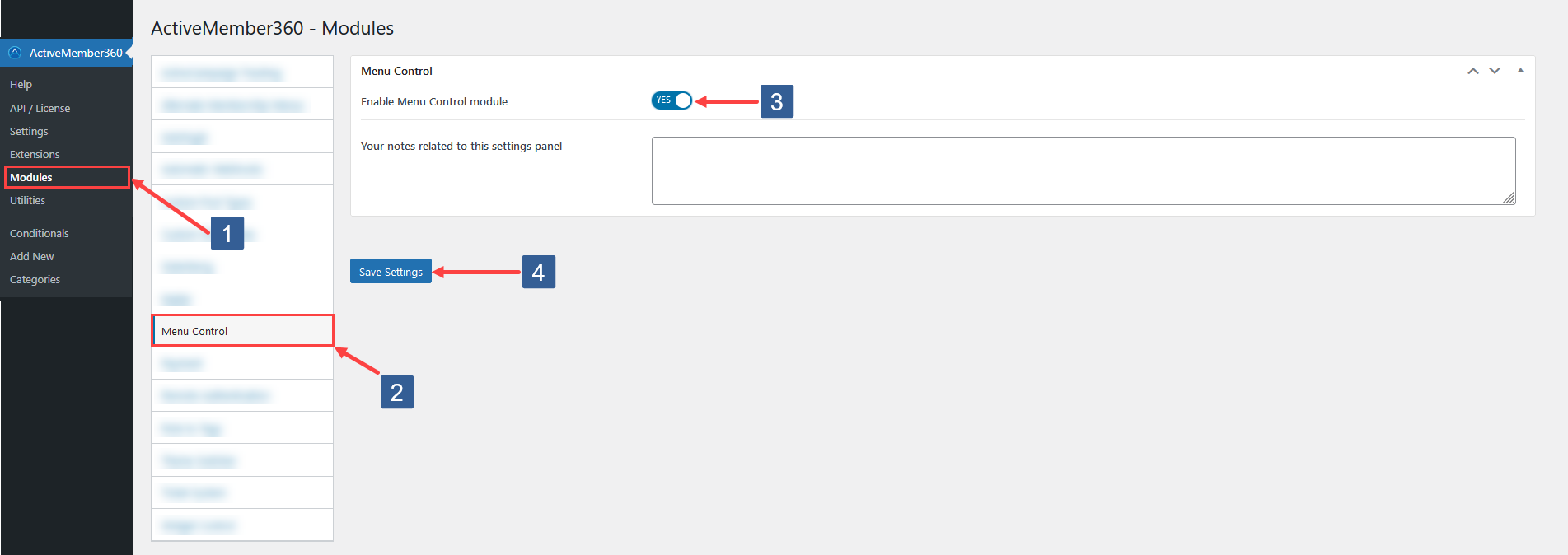 Steps to enable Menu Control module