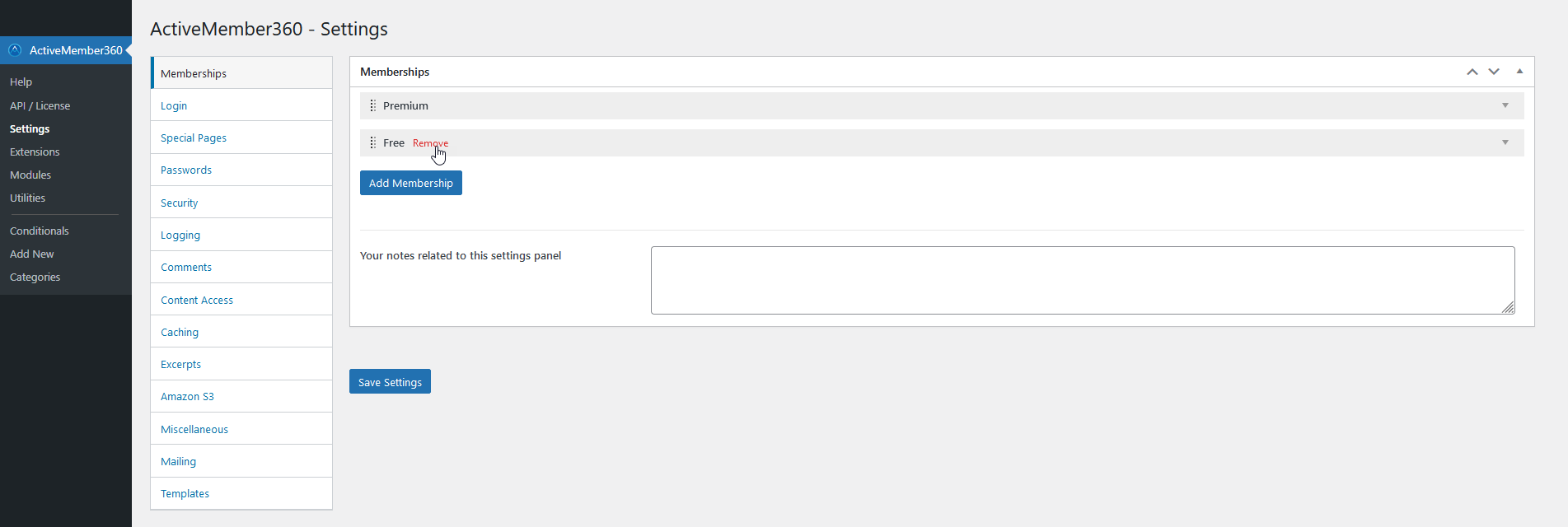 Steps for removing a Membership