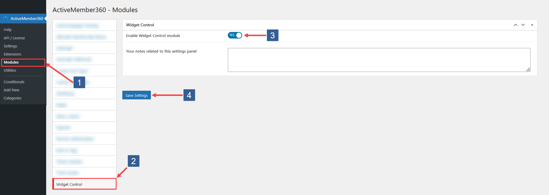 Steps to enable Widget Control module
