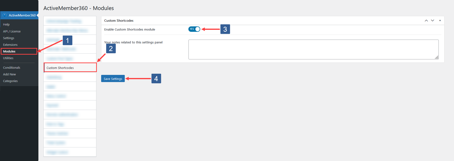 Steps to activate Custom Shortcodes module
