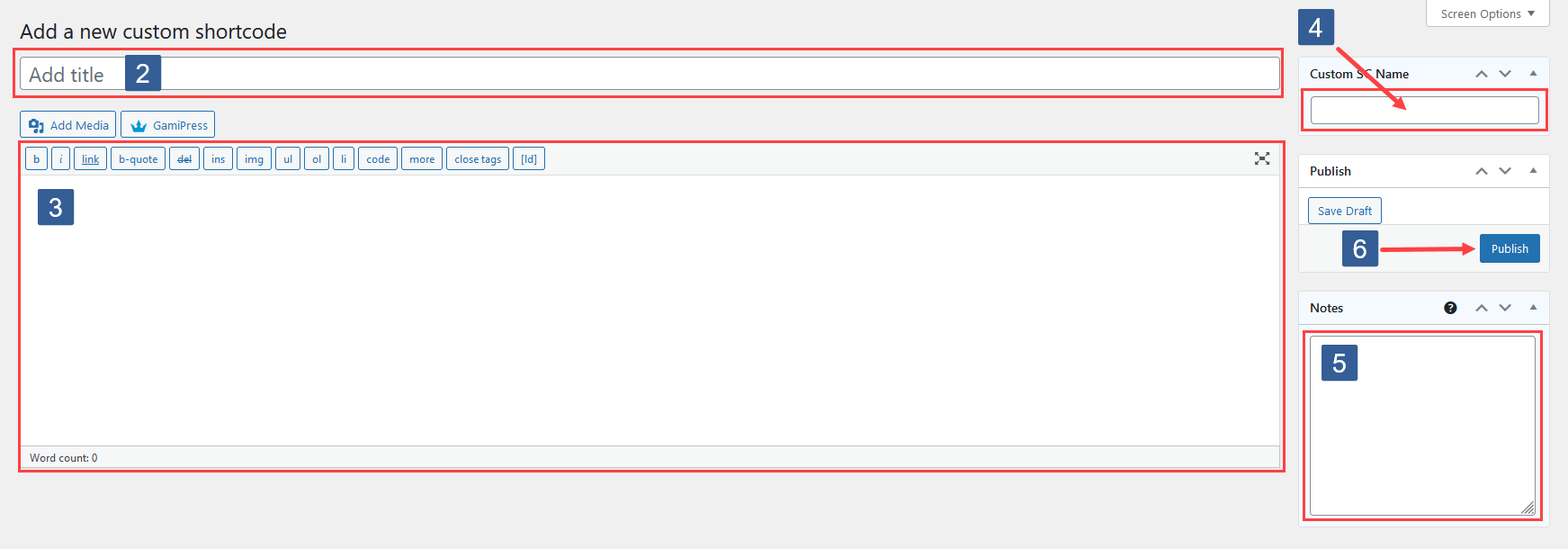 Steps to add a new custom shortcode
