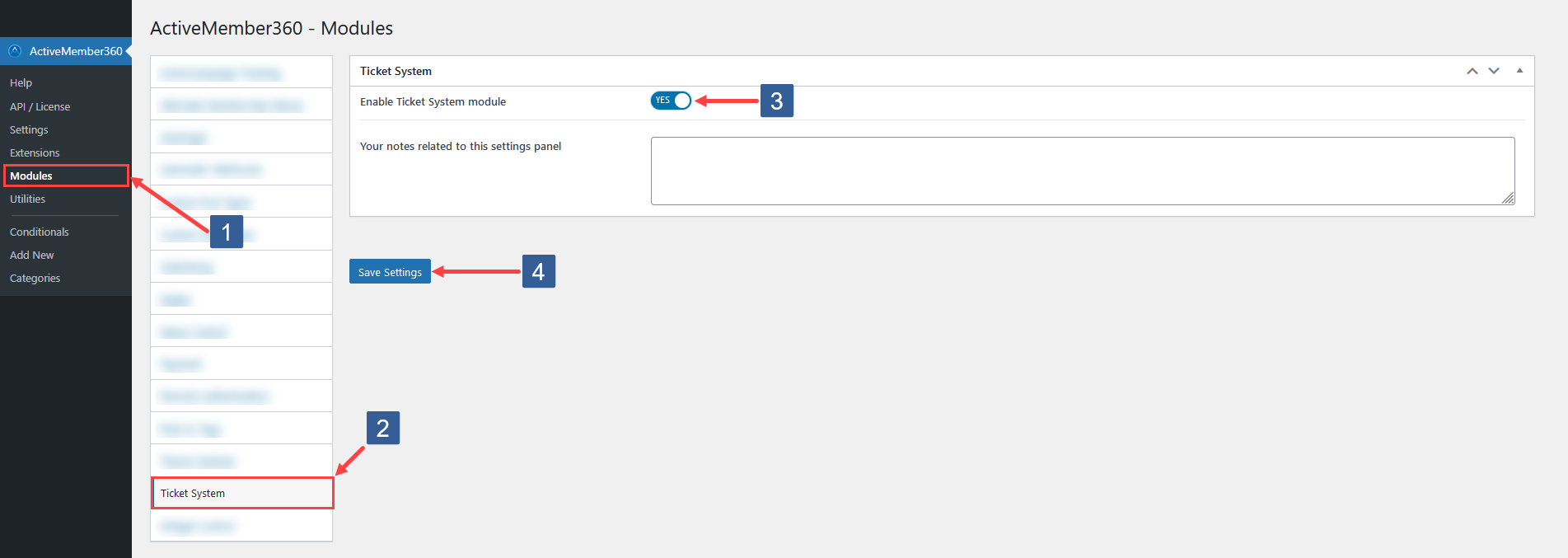 Steps to activate Ticket System Module